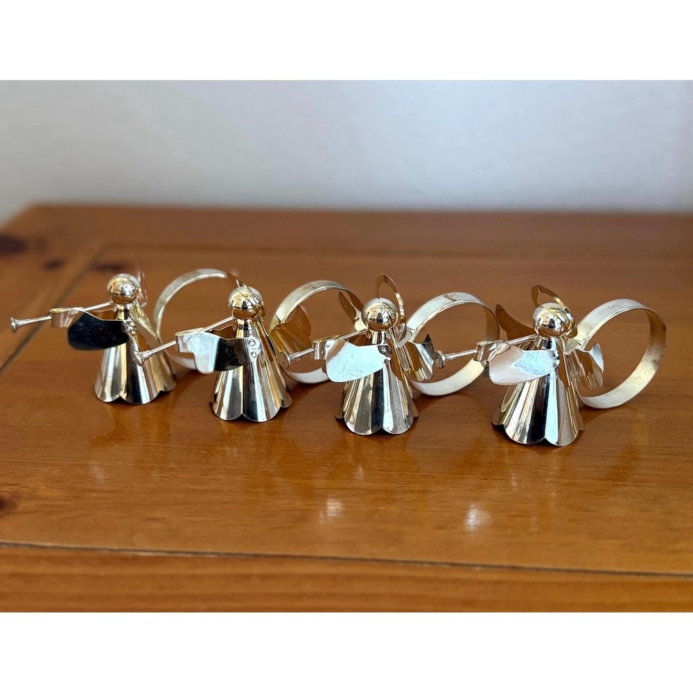Vtg lot of 4 Regal‎ Silver Angel Napkin Holders Silver Plated Christmas decor